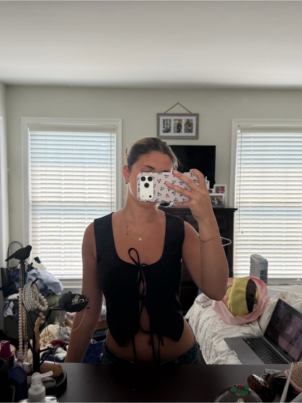 Black Tie-Front Crop Top